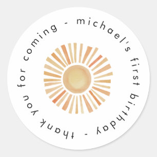 Erste Reise rund um den Sun Birthday Gevor Tag Runder Aufkleber