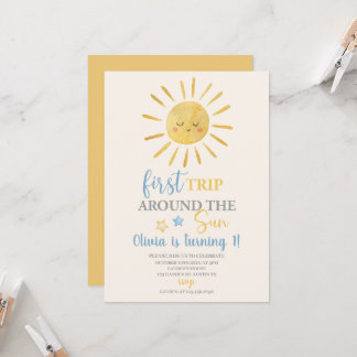 Erste Reise rund um den Sun Boy 1. Geburtstag Part Einladung