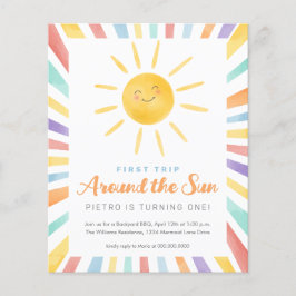 Erste Reise rund um die Sonne 1. Geburtstag Einlad Flyer