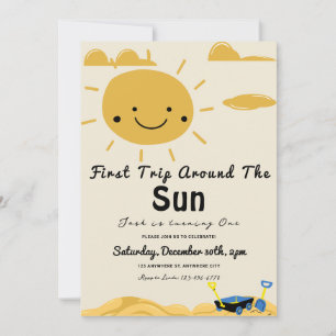 Erste Reise rund um die Sun Birthday Party Einladu Einladung