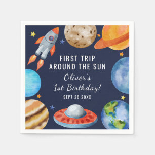 Erste Reise um den Sonnenraum 1. Geburtstag Serviette