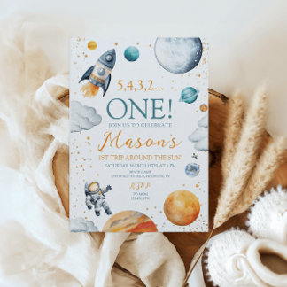 Erste Reise um den Sun Boy Geburtstagsraum Einladung