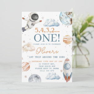 Erste Reise um den Sun Boy Space 1. Geburtstag Einladung