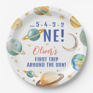 Erste Reise um den Sun Space Junge 1. Geburtstag Pappteller