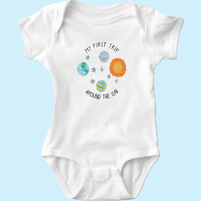 Erste Reise um die Blaue Planeten der Sonne zum Ge Baby Strampler (Von Creator hochgeladen)