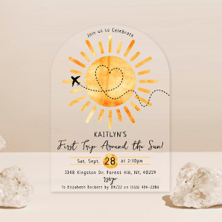 Erste Reise um die Sonne 1. Geburtstag Acryleinladungen