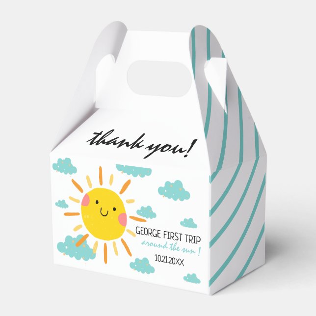 Erste Reise um die Sonne 1. Geburtstag Geschenkschachtel (Vorderseite)