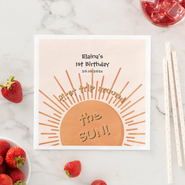 Erste Reise um die Sonne 1. Geburtstag Serviette (Beispiel)
