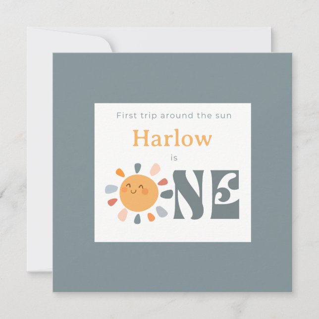 Erste Reise um die Sonne Dankeskarte (Vorderseite)
