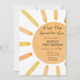 Erste Reise um die Sonne Einladung 1. Geburtstag