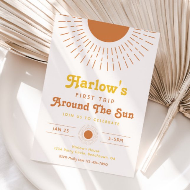 Erste Reise um die Sonne Einladung | Boho (Von Creator hochgeladen)