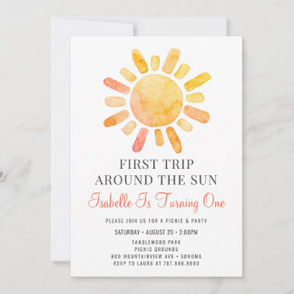 Erste Reise um die Sonne Erster Geburtstag Einladung