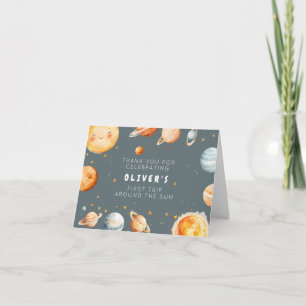 Erste Reise um die Sonne Geburtstags-Dankeskarten Dankeskarte