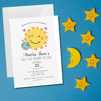 Erste Reise um die Sonne Kinder 1. Geburtstag Einladung