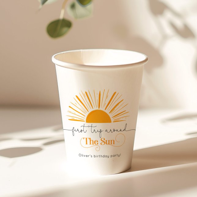 Erste Reise um die Sonne minimaler Geburtstag Pappbecher (Von Creator hochgeladen)