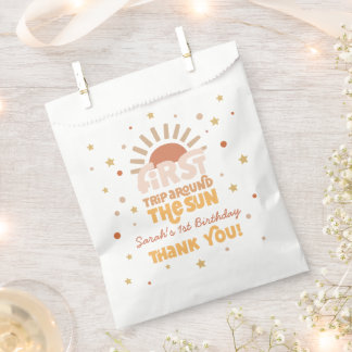 Erste Reise um die Sonne Retro Groovy Danke Geschenktütchen