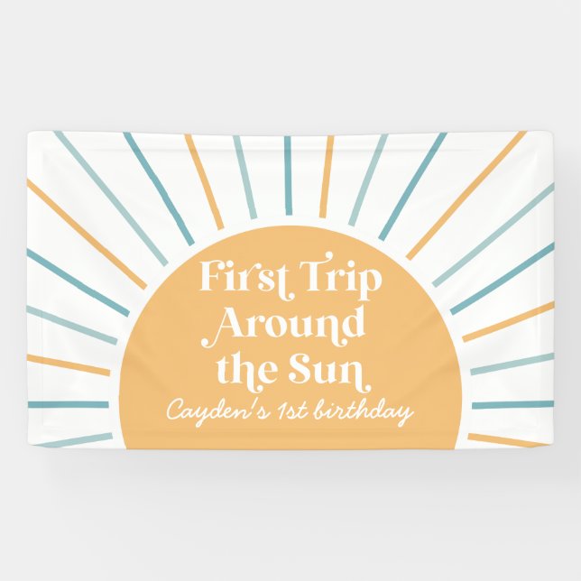 Erste Reise um die Sonne Sonnenschein 1. Geburtsta Banner (Horizontal)
