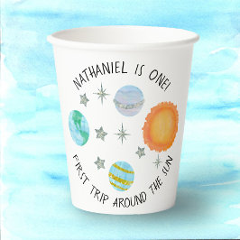 Erste Reise um die sonnigen Geburtstagspapiere Pappbecher