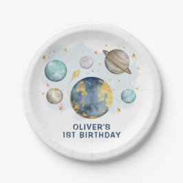 Erste Reise um die Sun Navy Gold Boys Geburtstag Pappteller