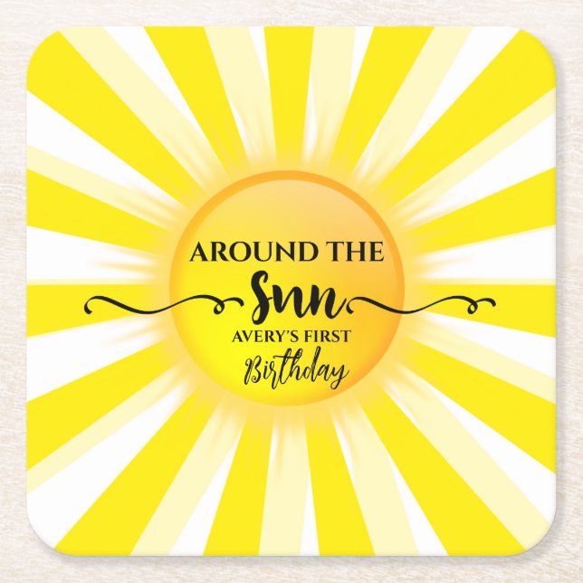 Erste Reise um die Sun Summer Birthday Party Rechteckiger Pappuntersetzer (Vorderseite)