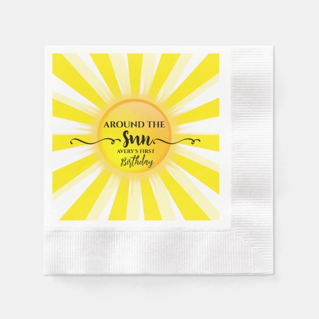 Erste Reise um die Sun Summer Birthday Party Serviette (Vorderseite)