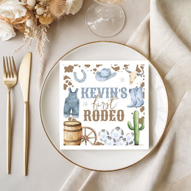 Erste Rodeo Blaue Geburtstagsservietten Serviette (Von Creator hochgeladen)