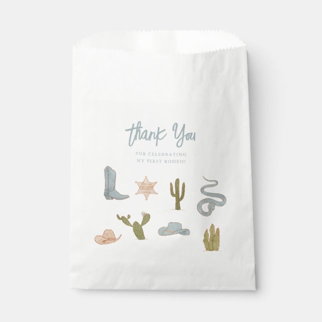 Erste Rodeo Blue Birthday Party Geschenktütchen (Vorderseite)