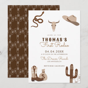Erste Rodeo Cowboy Geburtstagsparty Einladung