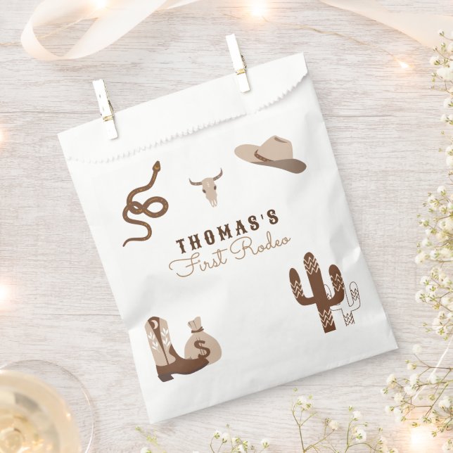 Erste Rodeo Cowboy Geburtstagsparty Einladung Geschenktütchen (Ausgeschnitten)