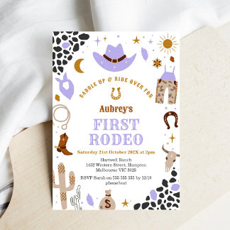 Erste Rodeo-Cowboy-Western-Einladung zum 1. Geburt Einladung
