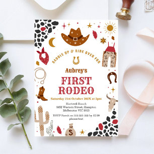Erste Rodeo-Cowboy-Western-Einladung zum 1. Geburt Einladung