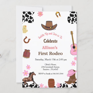Erste Rodeo Cowgirl Geburtstagsparty Einladung