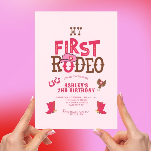 Erste Rodeo Cowgirl Pink 2. Geburtstag Einladung (Von Creator hochgeladen)