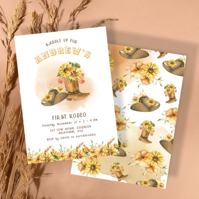Erste Rodeo Neutral Southern Cowboy Geburtstag Einladung (Von Creator hochgeladen)