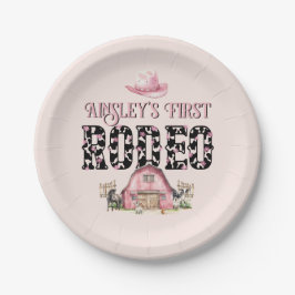 Erste Rodeo Niedlich Pink Personalisiert 1. Geburt Pappteller
