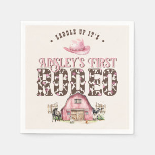 Erste Rodeo Niedlich Pink Personalisiert 1. Geburt Serviette