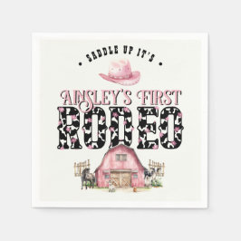 Erste Rodeo Niedlich Pink Personalisiert 1. Geburt Serviette