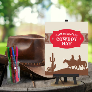 Erste Rodeo Red "Autograph my Cowboy Hat" Signatur Poster