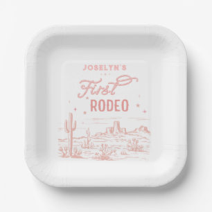 Erste Rodeo Rosa Papierplatte Pappteller