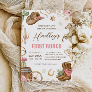 ERSTE RODEO Western Cowboy 1. Geburtstag Einladung