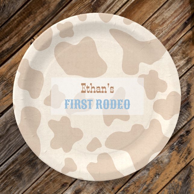 Erste Rodeo Western Cowboy Cow Print Paper Teller (First Rodeo Western Cowboy Cow Print Paper Plates)
