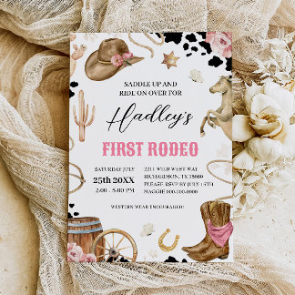 ERSTE RODEO Western Cowgirl Geburtstag Einladung