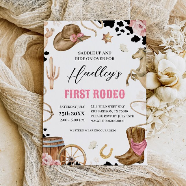 ERSTE RODEO Western Cowgirl Geburtstag Einladung (Von Creator hochgeladen)