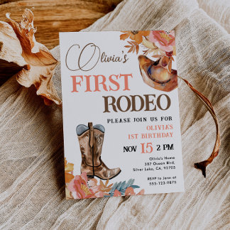 Erste Rodeo Western Girl 1. Geburtstag Einladung
