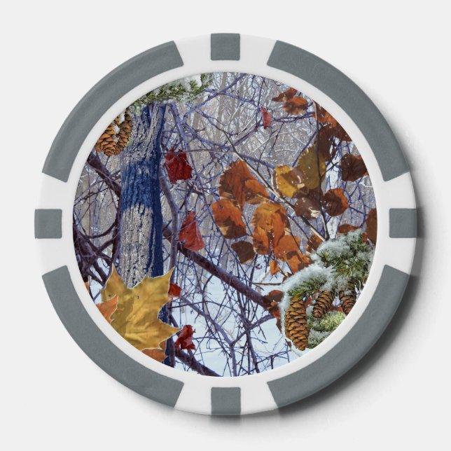 Erste Schnee Winter Camouflage Print Pokerchips (Vorderseite)