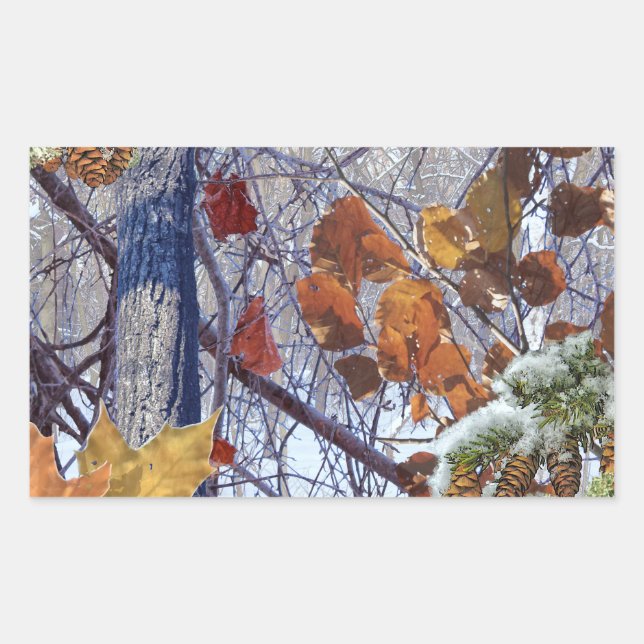 Erste Schnee Winter Camouflage Print Rechteckiger Aufkleber (Vorderseite)