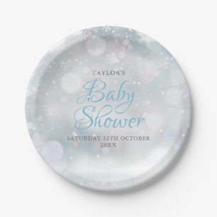 Erste Schneeflocken Baby Shower / Sprinkle Pappteller
