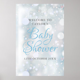 Erste Schneeflocken Baby Shower / Sprinkle Willkom Poster