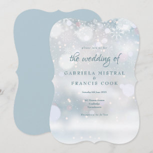 Erste Schneeflocken Winterhochzeit Elegant Einladung