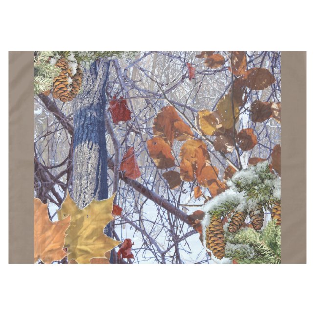 Erste Schneewinterszene Camouflage-Malerei Tischdecke (Vorderseite (Horizontal))